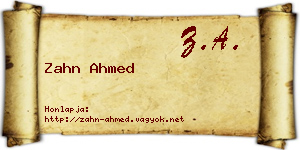 Zahn Ahmed névjegykártya